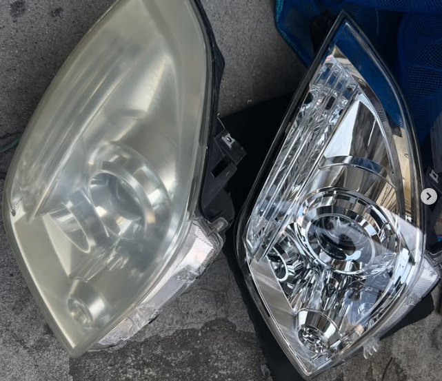 【尼崎市】スズキ・パレットのヘッドライト黄ばみ解消｜美品中古パーツ交換で愛車の目元がピカピカに！