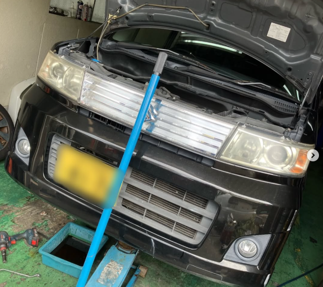 【尼崎市】ワゴンRの車検代行＆予防整備｜フロントブレーキパッド・スタビリンク交換で快適・安全走行！